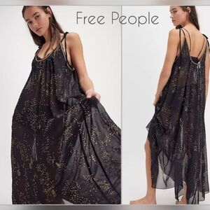 Free People Shine Maxi Slip Black Small NWT